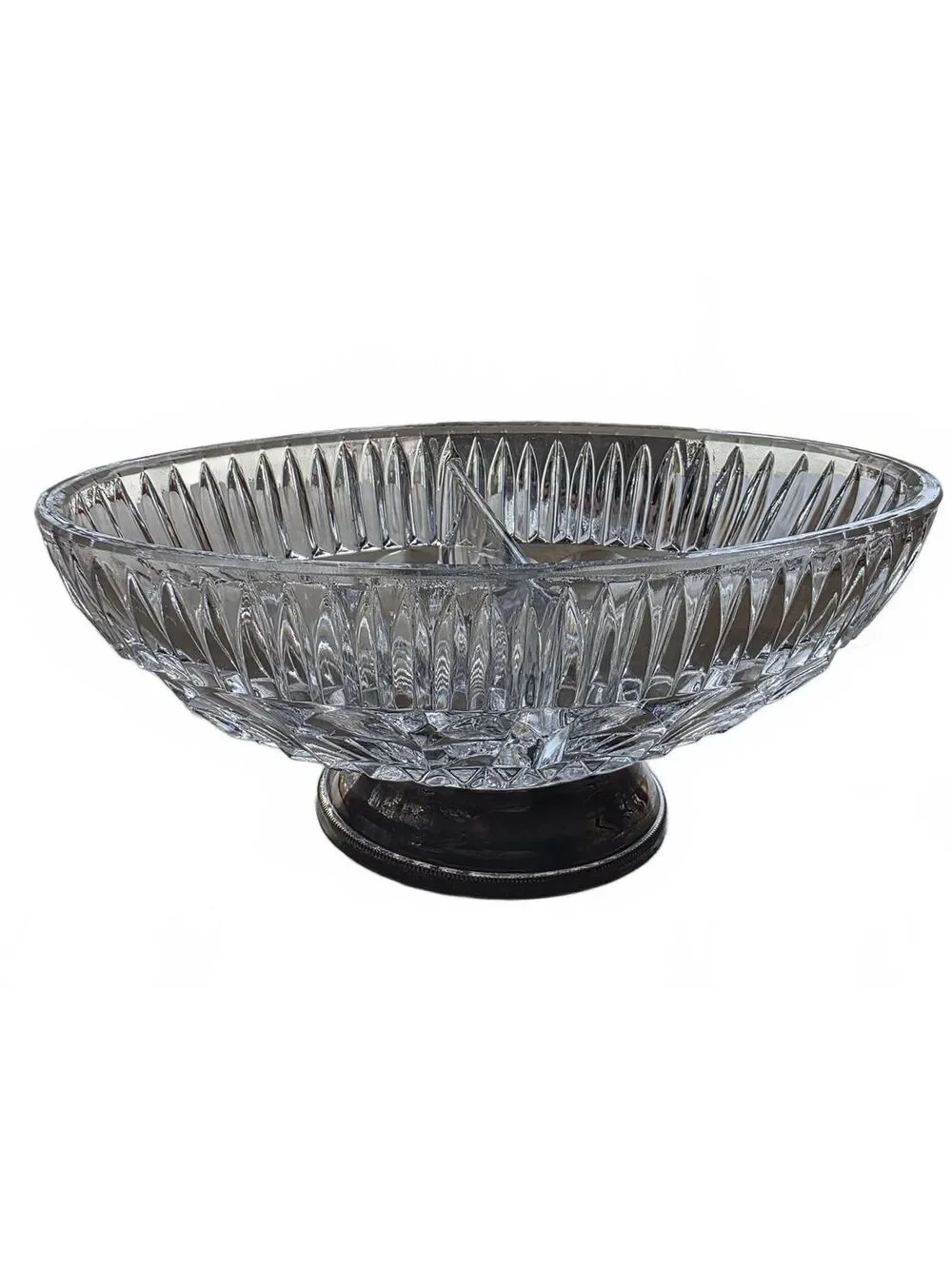 William Adams Towle Crystal Divided Relish Dish Silverplate
